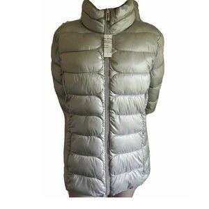 Via Spiga Womens Packable Puffer Jacket Mid-Length | Size - XS | Silver